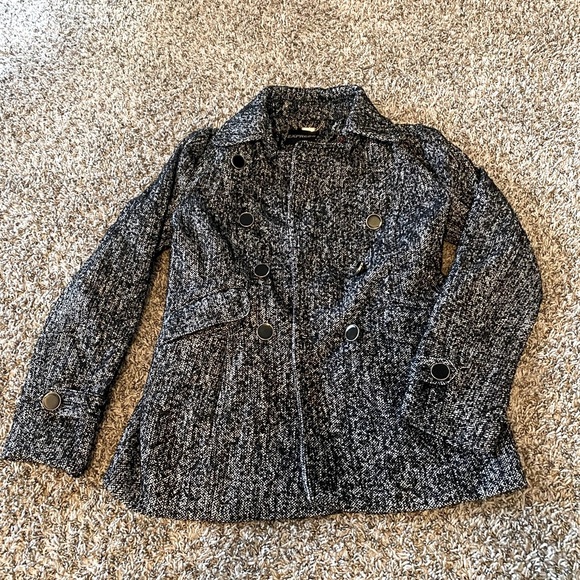Express womens coat ploy/wool blend with gold trimmed buttons size small - Picture 5 of 14